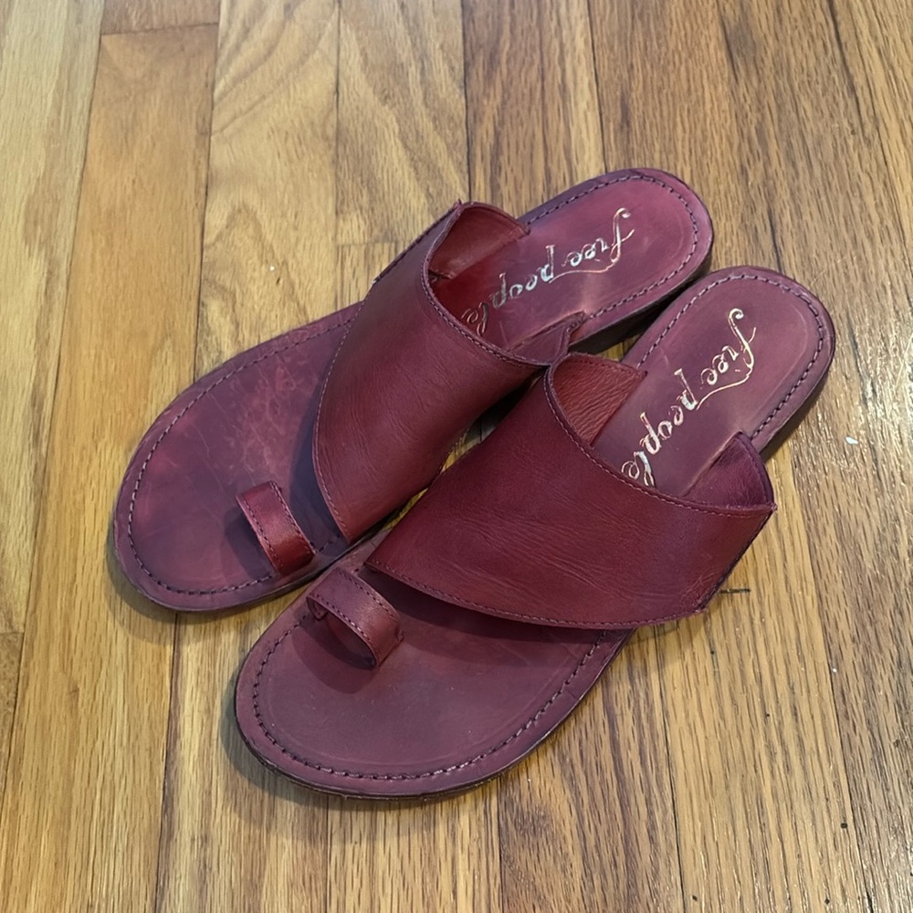 Free People Collection Sant Antoni Slip On Leather Slide Sandal In red